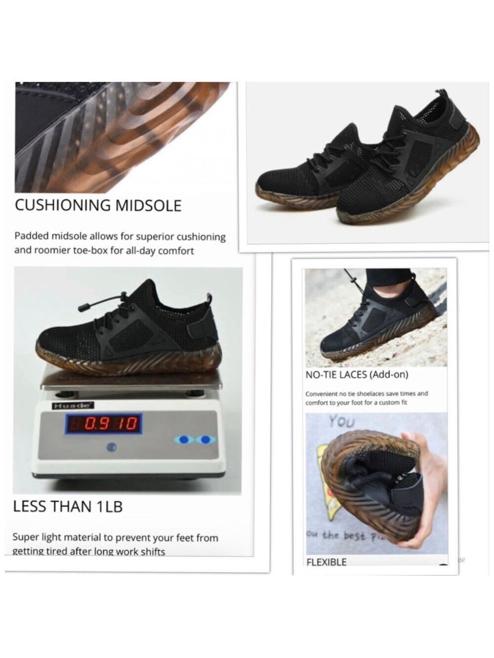 Indestructible Shoes Mens 11.5 Lightweight Utility Steel Toe Breathable Flymesh